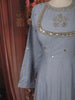 Light Ice Blue Mirror Embroidered Design Cotton Long Anarkali Gown with Matching Dupatta