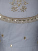Light Ice Blue Mirror Embroidered Design Cotton Long Anarkali Gown with Matching Dupatta