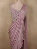 Light Lavender Beads Embroidered Design Georgette Ready To Wear Saree with Designer Blouse