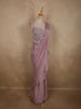 Light Lavender Beads Embroidered Design Georgette Ready To Wear Saree with Designer Blouse