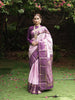 Light Lavender Butta Zari Woven Design Pure Kanchipuram Silk Saree with Korvai Zari Border