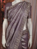 Light Lavender Floral Sequins Embroidered Design Pure Tissue  Silk Saree with Scalloped Border