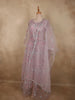 Light Lavender Floral Thread and Sequins Embroidered Design Net Gown