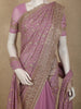 Light Lavender Floral Vine Zari and Mirror Embroidered Design Georgette Fancy Saree with Designer Scarf