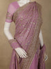 Light Lavender Floral Vine Zari and Mirror Embroidered Design Georgette Fancy Saree with Designer Scarf