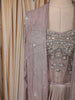 Light Lavender Heavy Beads Embroidered Design Shimmer Ready To Wear Saree with Over Coat