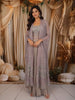 Light Lavender Heavy Beads Embroidered Design Shimmer Ready To Wear Saree with Over Coat