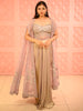 Light Lavender Heavy Beads Embroidered Design Shimmer Ready To Wear Saree with Over Coat