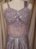 Light Lavender Heavy Sequins and Beads Embroidered Design Satin Partywear Gown