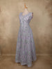 Light Lavender Mirror and Beads Embroidered Design Net Gown with Dupatta