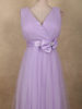 Light Lavender Pleated Design with Bow Embellishment Net Party Wear Gown