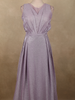 Light Lavender Shimmer Solid And Glitter Design Party Wear Gown with with Pleated Bodice