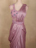 Light Lavender Solid Design Georgette Ready To Wear Saree with Designer Blouse