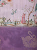 Light Lavender Traditional Printed Design Crepe Silk Saree with Motif Border