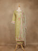 Light Olive Green Floral Printed Cotton Salwar Suit with Dupatta - Diadem