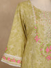 Light Olive Green Floral Printed Cotton Salwar Suit with Dupatta - Diadem