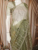 Light Olive Green Heavy Stone Embellished Design Pure Organza Party Wear Saree with Designer Border