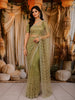Light Olive Green Heavy Stone Embellished Design Pure Organza Party Wear Saree with Designer Border