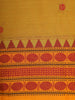Light Olive Green Solid Design Cotton Saree with Orange Temple Border