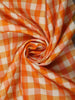 Light Orange Checked Woven Design Pure Kanchipuram Silk Saree with Contrast Zari Border