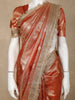 Light Orange Floral Butta Design Tissue Saree with Designer Lace Border