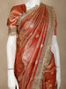 Light Orange Floral Butta Design Tissue Saree with Designer Lace Border