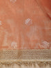 Light Orange Floral Butta Design Tissue Saree with Designer Lace Border