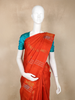 Light Orange Floral Design Kanchipuram Silk Saree with Solid Border