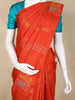 Light Orange Floral Design Kanchipuram Silk Saree with Solid Border