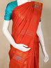 Light Orange Floral Design Kanchipuram Silk Saree with Solid Border