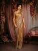 Light Orange Floral Embroidered Tissue Silk Saree with Designer Border