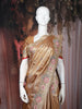 Light Orange Floral Embroidered Tissue Silk Saree with Designer Border