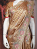 Light Orange Floral Embroidered Tissue Silk Saree with Designer Border