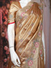 Light Orange Floral Embroidered Tissue Silk Saree with Designer Border