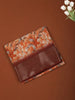 Light Orange Floral Printed Design Chiffon Saree with Contrast Zari Border