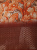 Light Orange Floral Printed Design Chiffon Saree with Contrast Zari Border