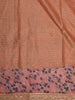 Light Orange Floral Printed Design Pure Organza Saree with Sequins Designer Border
