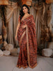 Light Orange Floral Printed Design Pure Organza Saree with Sequins Designer Border