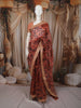 Light Orange Floral Printed Design Pure Organza Saree with Sequins Designer Border