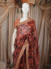 Light Orange Floral Printed Design Pure Organza Saree with Sequins Designer Border