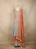 Light Orange Floral Sequins Embroidered Georgette Palazzo Suit with Dupatta