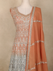 Light Orange Floral Sequins Embroidered Georgette Palazzo Suit with Dupatta