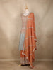 Light Orange Floral Sequins Embroidered Georgette Palazzo Suit with Dupatta