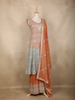 Light Orange Floral Sequins Embroidered Georgette Palazzo Suit with Dupatta