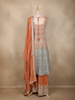 Light Orange Floral Sequins Embroidered Georgette Palazzo Suit with Dupatta