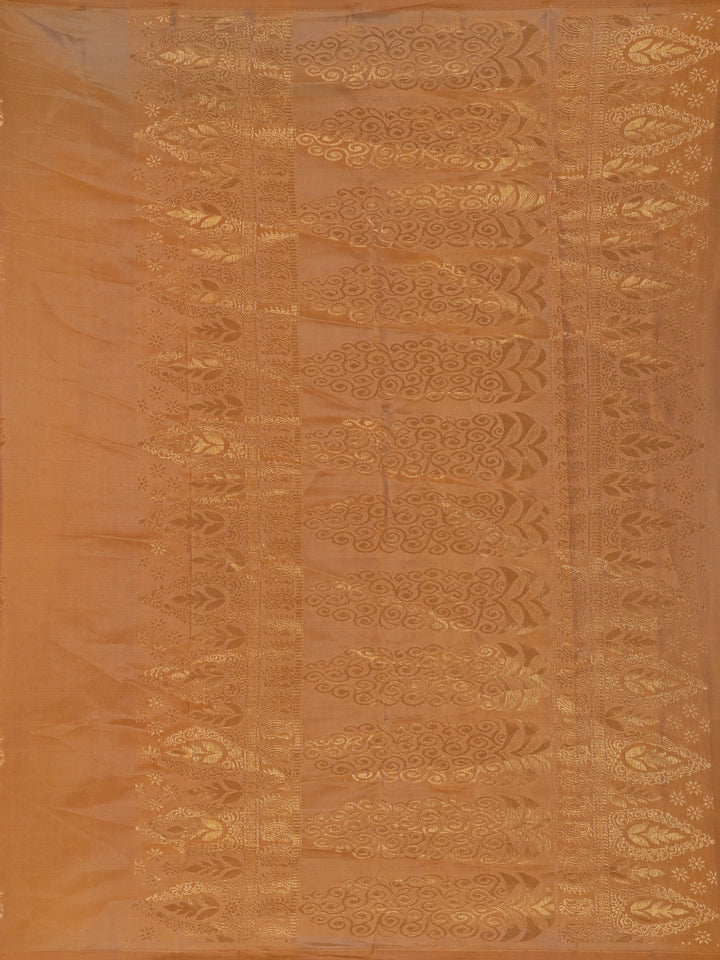 Light Orange Geometric Design Zari Woven Soft Silk Saree - Diadem