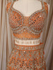 Light Orange Heavy Mirror and Beads Embroidered Design Net Lehenga With Net Dupatta