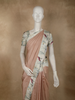Light Peach Checked Printed Design Pure Crepe Silk Saree with Contrast Border