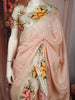 Light Peach Checked Woven Design Semi Silk Festive Saree with Floral Border