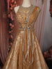 Light Peach Floral Beads Embroidered Design Banarasi Silk Lehenga with Dupatta